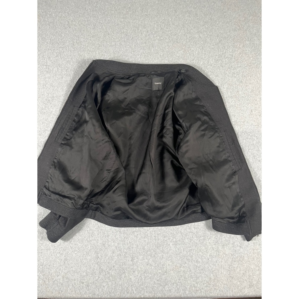 Theory Mens Aiden Charcoal Grey Full Zip Wool Bomber Jacket Minimalist‎ Sz. L - Picture 8 of 11